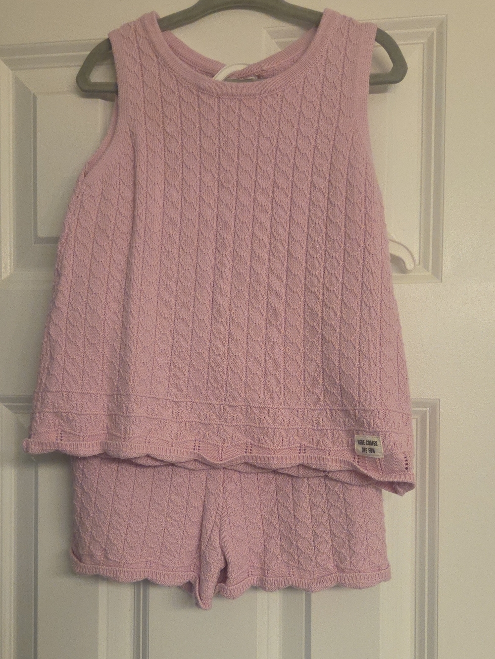 Girls' Pink Knit Sleeveless Pajama Set – Top & Shorts